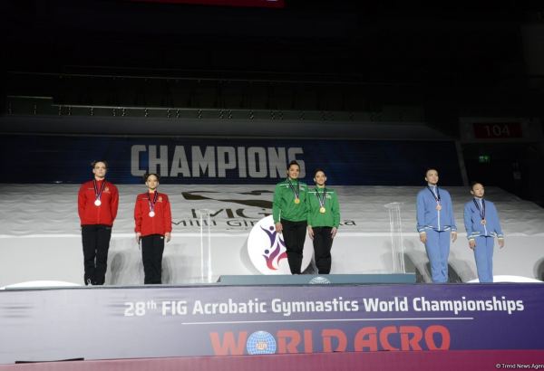 Award ceremony among women's and men's pairs takes place at 28th FIG Acrobatic Gymnastics World Championships in Baku (PHOTO)