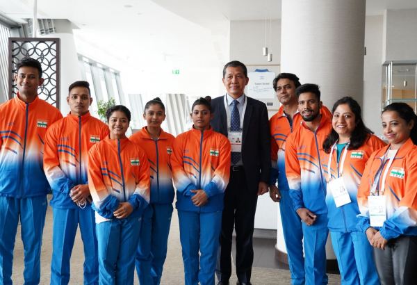 India's ambassador meets with athletes of his country within FIG Artistic Gymnastics Apparatus World Cup in Baku (PHOTO)