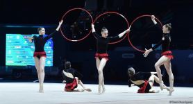 Кубок мира FIG по художественной гимнастике в Баку: команда Азербайджана в групповых упражнениях представила программу с пятью обручами (ФОТО)
