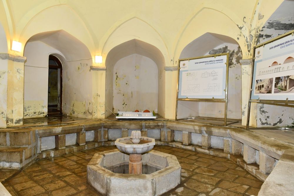 President Ilham Aliyev and First Lady Mehriban Aliyeva view restoration work carried out in administrative building and Shirin Su Bath in Shusha (PHOTO/VIDEO)