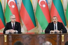 Президенты Азербайджана и Литвы выступили с заявлениями для печати (ФОТО/ВИДЕО)