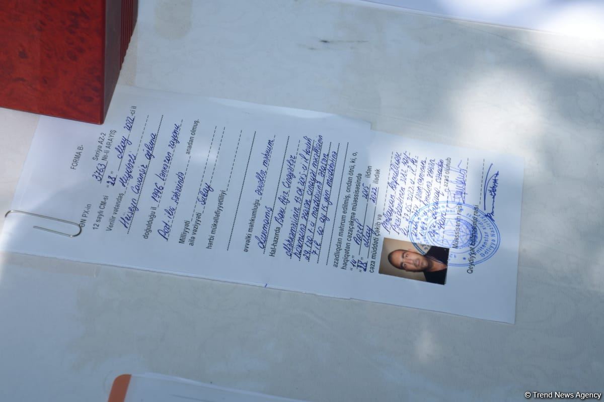 В исправительном учреждении №12 минюста Азербайджана распоряжение о помиловании коснулось двух осужденных (ФОТО)