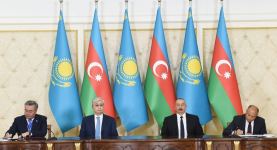 Ceremony of signing Azerbaijani-Kazakh documents held following meeting of presidents (PHOTO/VIDEO)
