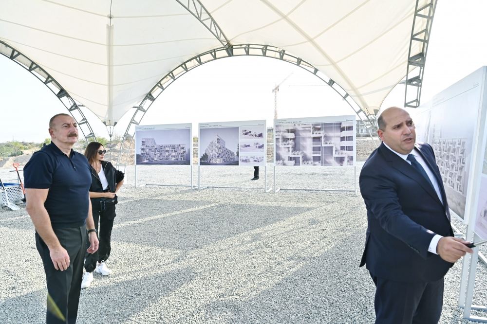 President Ilham Aliyev, First Lady Mehriban Aliyeva attend groundbreaking ceremony of residential block to be constructed for former IDPs in Aghdam city (PHOTO/VIDEO)