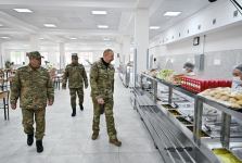President Ilham Aliyev views conditions created at newly commissioned military unit of Defense Ministry in Fuzuli district (PHOTO/VIDEO)