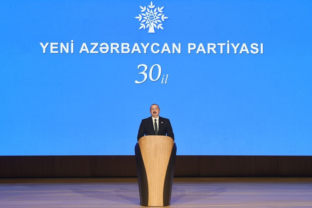 President Ilham Aliyev makes speech at event dedicated to 30th anniversary of New Azerbaijan Party (PHOTO/VIDEO)