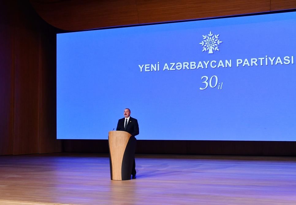 President Ilham Aliyev makes speech at event dedicated to 30th anniversary of New Azerbaijan Party (PHOTO/VIDEO)