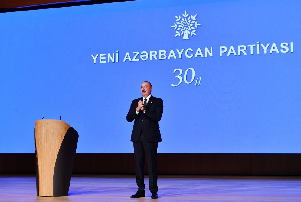 President Ilham Aliyev makes speech at event dedicated to 30th anniversary of New Azerbaijan Party (PHOTO/VIDEO)