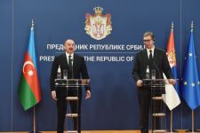 Президент Ильхам Алиев и Президент Александр Вучич выступили с заявлениями для печати (ФОТО/ВИДЕО)