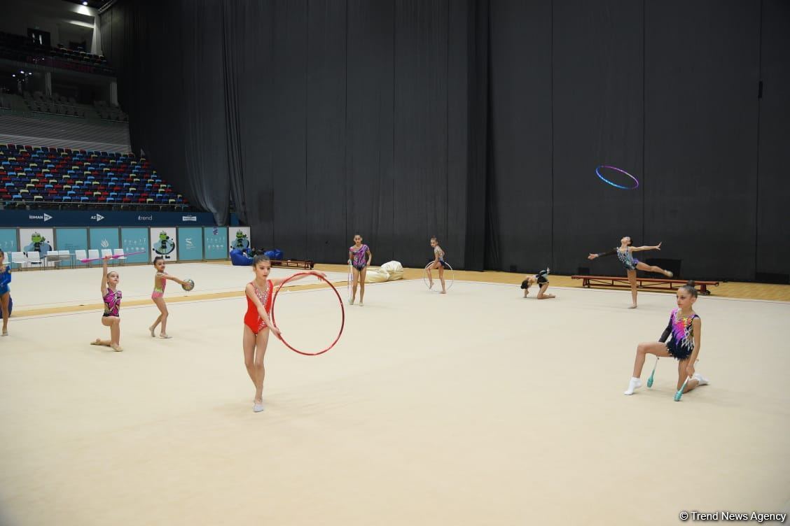 Training for First 'Ojag' International Rhythmic Gymnastics Cup being held in Baku (PHOTO)