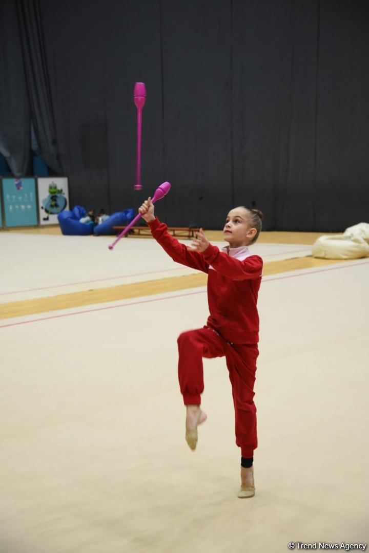Training for First 'Ojag' International Rhythmic Gymnastics Cup being held in Baku (PHOTO)