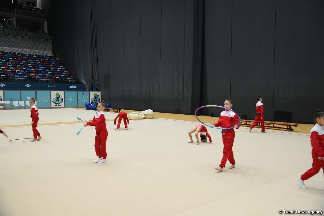 Training for First 'Ojag' International Rhythmic Gymnastics Cup being held in Baku (PHOTO)