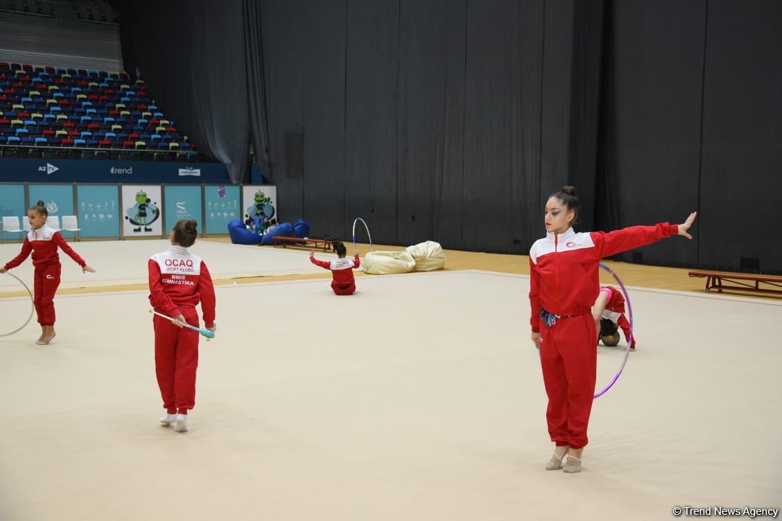 Training for First 'Ojag' International Rhythmic Gymnastics Cup being held in Baku (PHOTO)