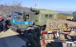 Peacekeepers' supply vehicles pass unhindered along Lachin road (PHOTO/VIDEO)