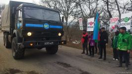 По Лачинской дороге проехала большая колонна автотранспорта РМК (ФОТО)