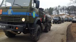 Six supply vehicles of Russian peacekeepers pass freely along Azerbaijan's Lachin-Khankendi road (PHOTO)