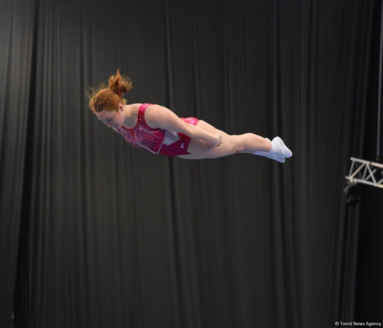 Podium training for Trampoline Gymnastics World Cup participants held in Baku