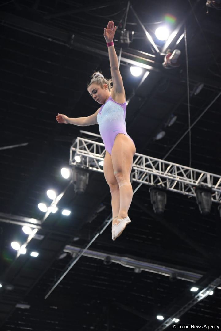 Podium training for Trampoline Gymnastics World Cup participants held in Baku