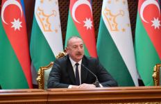 Президент Ильхам Алиев и Президент Эмомали Рахмон выступили с заявлениями для прессы (ФОТО/ВИДЕО)