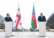 President Ilham Aliyev and Prime Minister of Georgia Irakli Garibashvili make press statements (PHOTO/VIDEO)