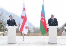 President Ilham Aliyev and Prime Minister of Georgia Irakli Garibashvili make press statements (PHOTO/VIDEO)