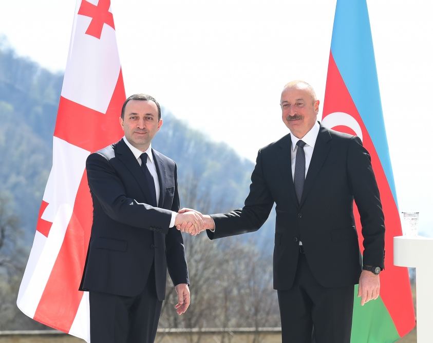 President Ilham Aliyev and Prime Minister of Georgia Irakli Garibashvili make press statements (PHOTO/VIDEO)