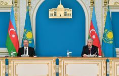 Президенты Азербайджана и Казахстана выступили с заявлениями для прессы (ФОТО/ВИДЕО)