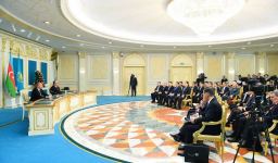 Президенты Азербайджана и Казахстана выступили с заявлениями для прессы (ФОТО/ВИДЕО)