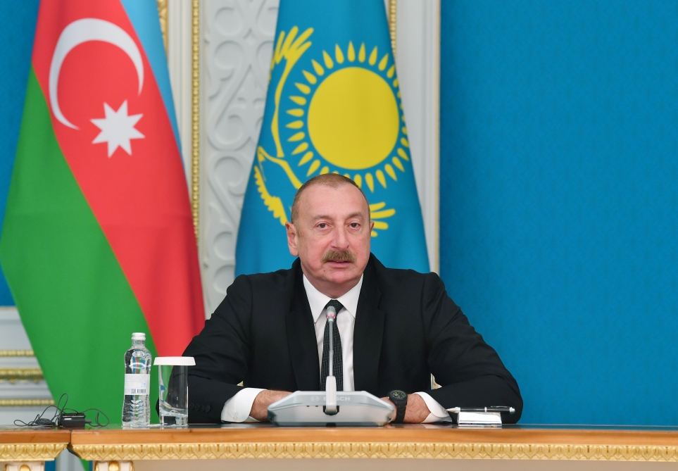 Президенты Азербайджана и Казахстана выступили с заявлениями для прессы (ФОТО/ВИДЕО)