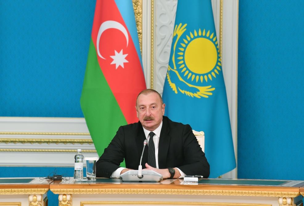 Президенты Азербайджана и Казахстана выступили с заявлениями для прессы (ФОТО/ВИДЕО)