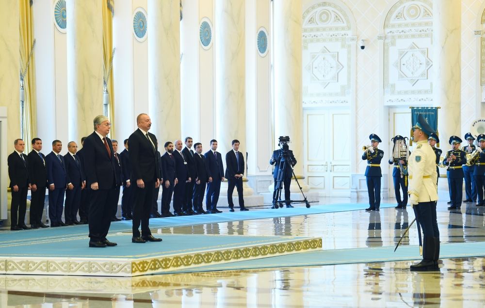 В Астане состоялась церемония официальной встречи Президента Азербайджана Ильхама Алиева (ФОТО/ВИДЕО)