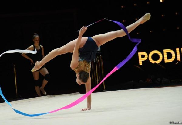 Podium training of participants of 39th European Championships in Rhythmic Gymnastics taking place in Baku (PHOTO)