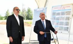 President Ilham Aliyev examines construction progress of 27km-long section of Ahmadbeyli-Fuzuli-Shusha highway (PHOTO/VIDEO)