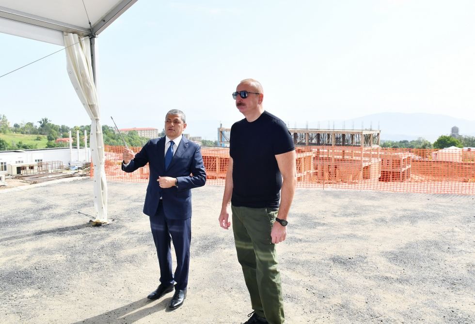 President Ilham Aliyev views construction works progress carried out in Shusha city hospital (PHOTO/VIDEO)