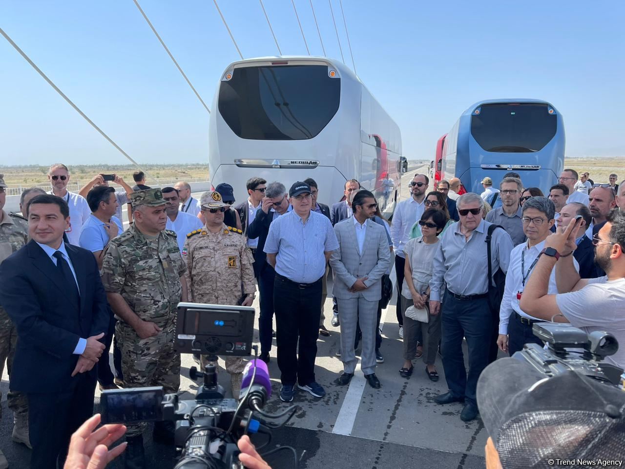 Members of diplomatic corps get acquainted with bridge construction over Khachin River in Azerbaijan's Aghdam (PHOTO)