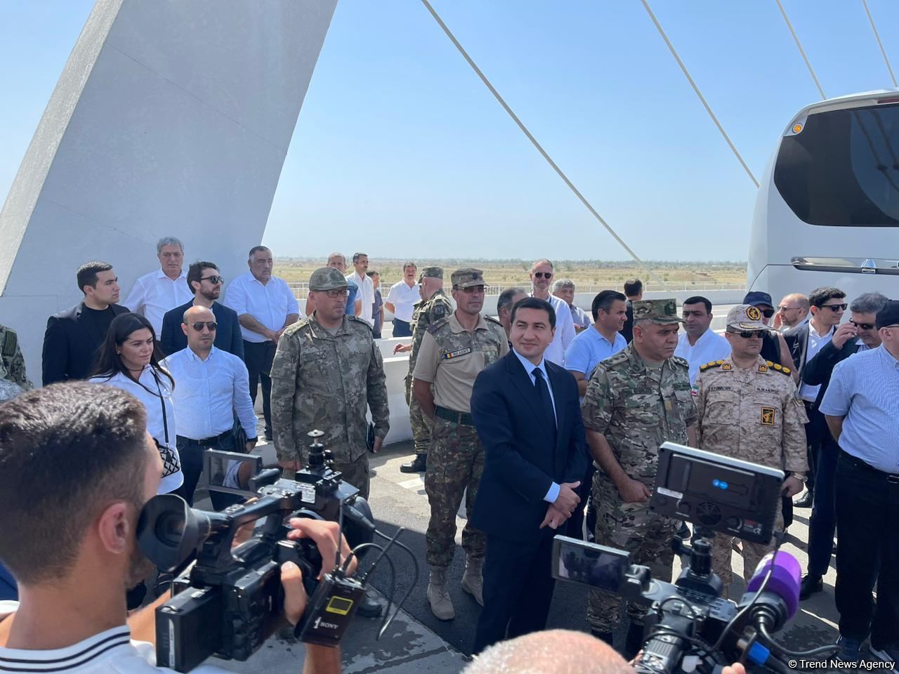 Members of diplomatic corps get acquainted with bridge construction over Khachin River in Azerbaijan's Aghdam (PHOTO)