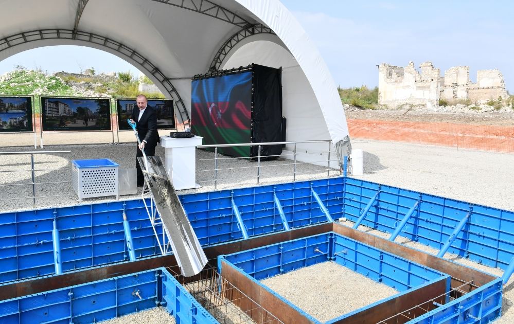 President Ilham Aliyev lays foundation of third residential complex in Fuzuli (PHOTO)