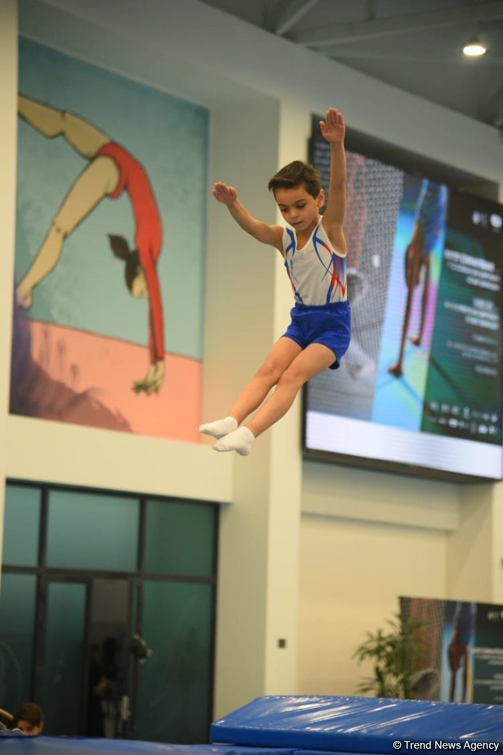В Баку проходят соревнования чемпионата Азербайджана по прыжкам на батуте и акробатической дорожке (ФОТО)