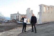 President Ilham Aliyev examines progress of construction works carried out on Garabagh Street in Shusha (PHOTO)