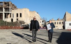 President Ilham Aliyev examines progress of construction works carried out on Garabagh Street in Shusha (PHOTO)