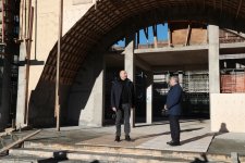 President Ilham Aliyev examines construction activities at Dashalti village mosque in Shusha (PHOTO)