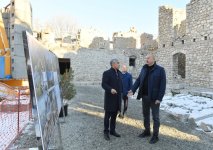 President Ilham Aliyev views restoration progress at Ashaghi Govhar Agha mosque in Shusha (PHOTO)