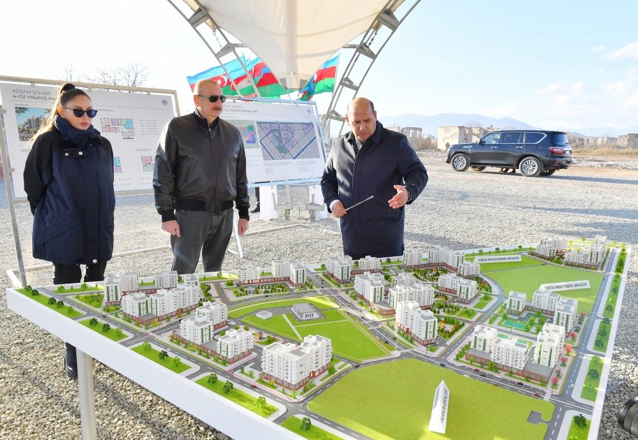 President Ilham Aliyev and First Lady Mehriban Aliyeva participate in ceremony of laying of foundation stone for 4th residential complex in Aghdam (PHOTO/VIDEO)