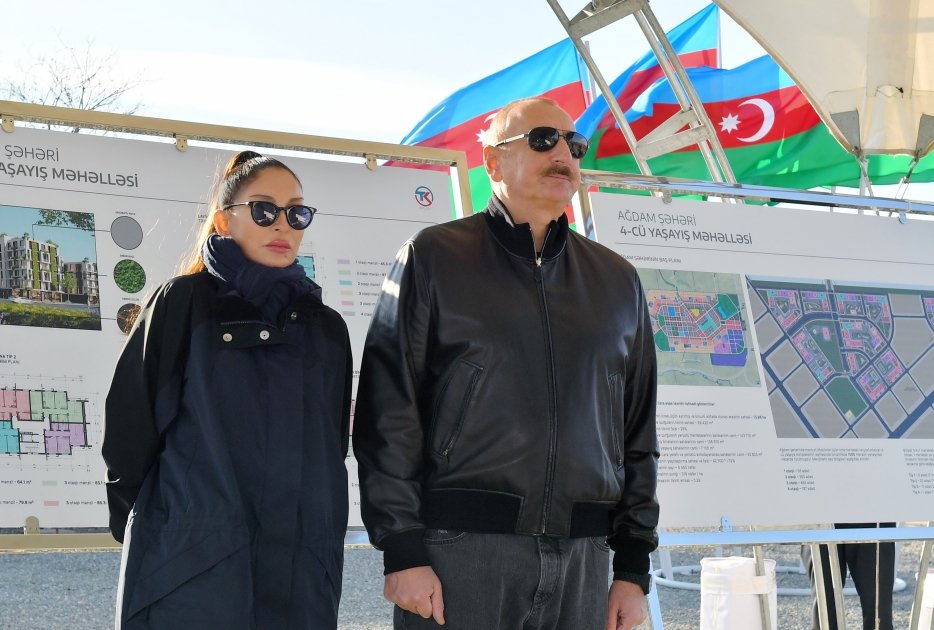 President Ilham Aliyev and First Lady Mehriban Aliyeva participate in ceremony of laying of foundation stone for 4th residential complex in Aghdam (PHOTO/VIDEO)