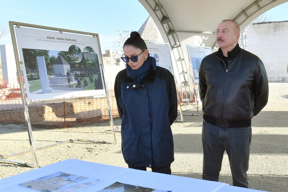 President Ilham Aliyev and First Lady Mehriban Aliyeva viewed ongoing restoration works at Imarat Complex in Aghdam (PHOTO/VIDEO)
