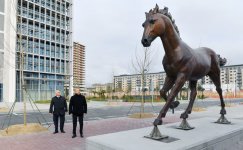 President Ilham Aliyev views construction, redevelopment works, conditions created in Office building in Central Park Quarter of Baku White City (PHOTO)