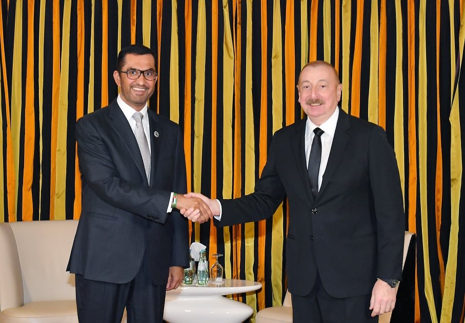 President Ilham Aliyev met with UAE Minister of Industry and Advanced Technology in Munich (PHOTO/VIDEO)