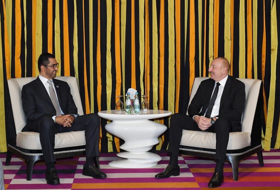 President Ilham Aliyev met with UAE Minister of Industry and Advanced Technology in Munich (PHOTO/VIDEO)