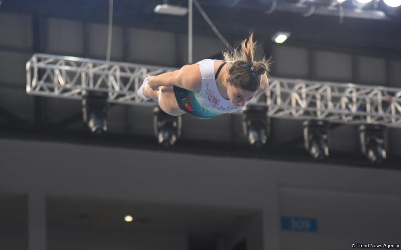 National Gymnastics Arena hosts podium workouts for World Cup trampoline and tumbling competitors (PHOTO)