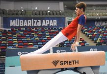 Artistic Gymnastics World Cup athletes hone at Baku's National Gymnastics Arena (PHOTO)
